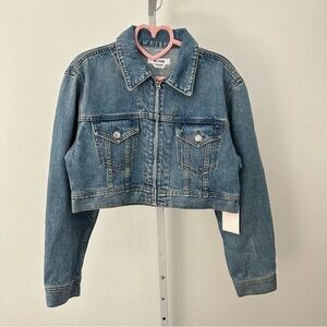 NWT RE/DONE Cropped Denim Full-Zip Trucker Jacket Small